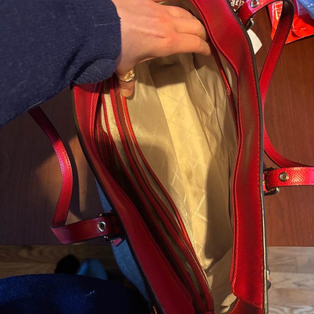 Michael Kors Red and Broen Tote